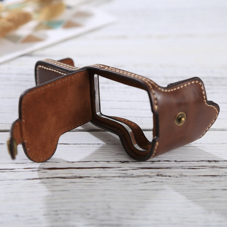 Frendorf | 1/4 inch Draad PU Leer Camera Halve Casus Basis voor Canon EOS M3 (Koffie)