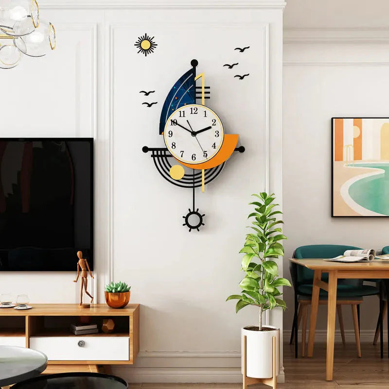 Dekorative Wanduhr Navigation Segelboot Kreatives Design Uhr Innenuhr Dekoration Wohnzimmer Hintergrund Wanddeko