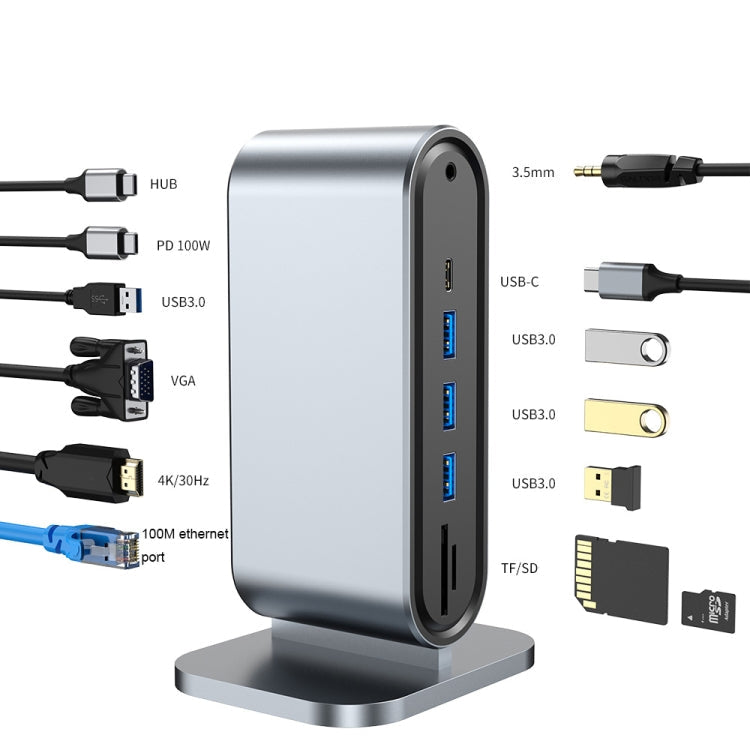 Frendorf | 12 in 1 USB-C / Type-C Vertikaler Multi-Schnittstellen HUB Adapter