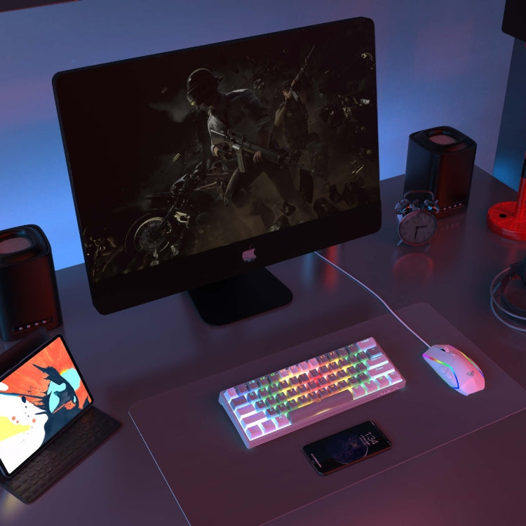 Frendorf | AULA F3261 Type-C Verdrahtete Hot Swappable 61 Tasten RGB Mechanische Tastatur (Grau Schwarz Grün Achse)