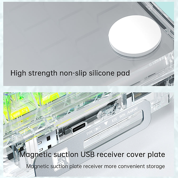 Frendorf | AULA F68 Transparent Angepasst Verkabelt/Drahtlos/Bluetooth Drei Modell RGB Steckerfähige Mechanische Tastatur (Weiß Transparent)
