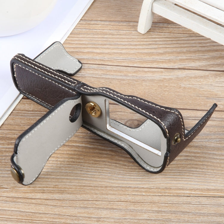 Frendorf | Für FUJIFILM X-T1 Buffalo Texture PU Leather Kamera Halbhülle Basis (Dunkelbraun)