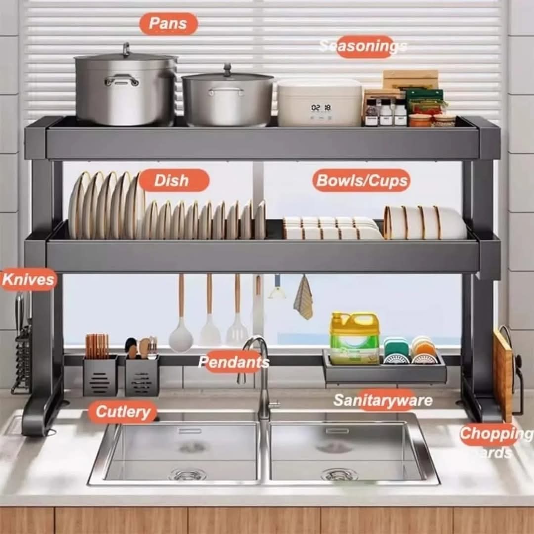 2-lagiges Geschirrregal über der Spüle