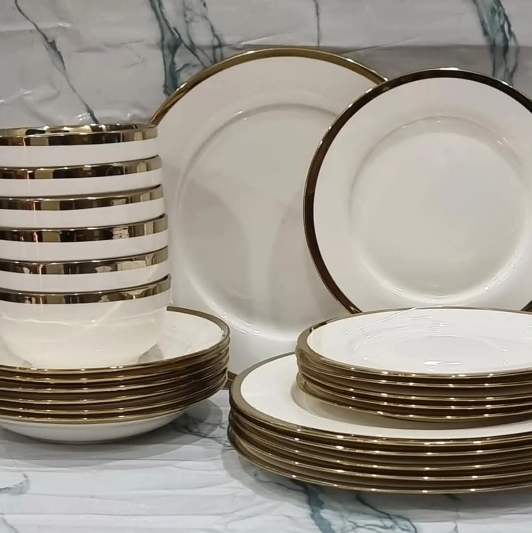 Frendorf | 24-teiliges tassenloses Porzellan-Geschirrset