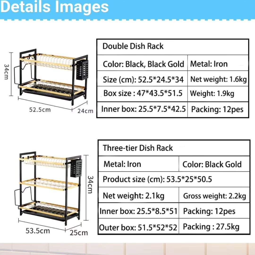 Frendorf | 2Tier Goldener Geschirrständer
