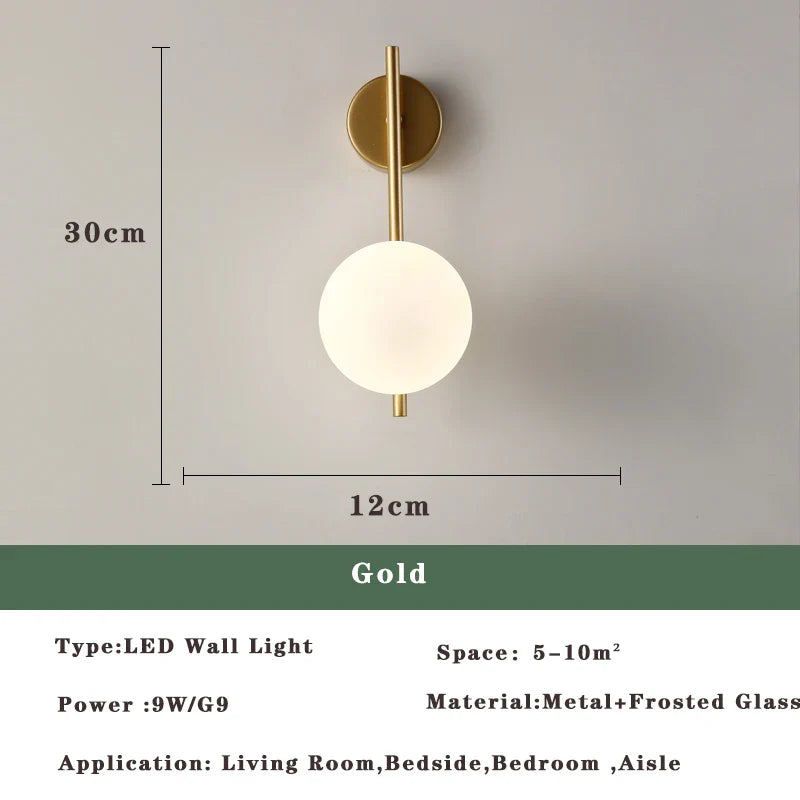 Frendorf | Nordic Golden LED Wandleuchte – 9W G9 Glühbirne Wandleuchte für Schlafzimmer, Wohnzimmer und Badezimmer