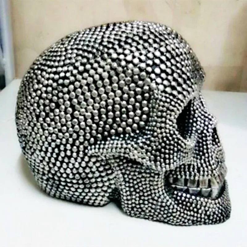 BUF Große Silber/Gold Schädel Statue Harz Handwerk Dekorative Ornamente Halloween Dekoration Skulptur Wohnkultur Figuren