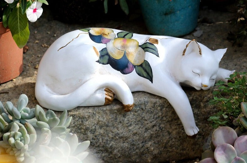 schlafende katze garten statue
