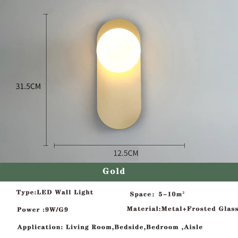 Frendorf | Nordic Golden LED Wandleuchte – 9W G9 Glühbirne Wandleuchte für Schlafzimmer, Wohnzimmer und Badezimmer