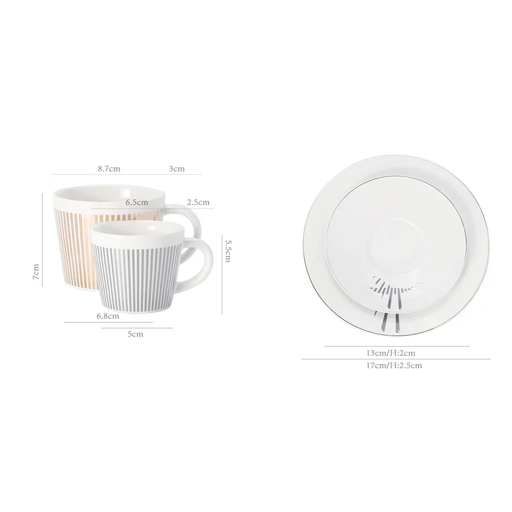 Kreative dynamische Spiegelreflexbecher Leopard anamorpher Zebra-Becher Luycho Kaffee Tee Becher Set mit Untersetzer 90ml-225ml