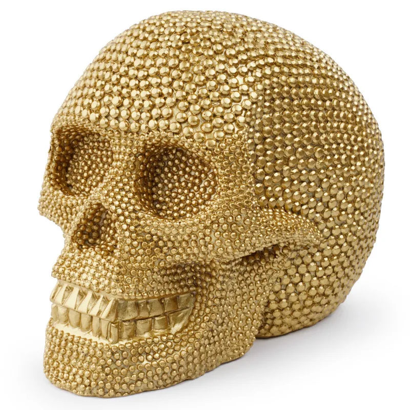 BUF Große Silber/Gold Schädel Statue Harz Handwerk Dekorative Ornamente Halloween Dekoration Skulptur Wohnkultur Figuren