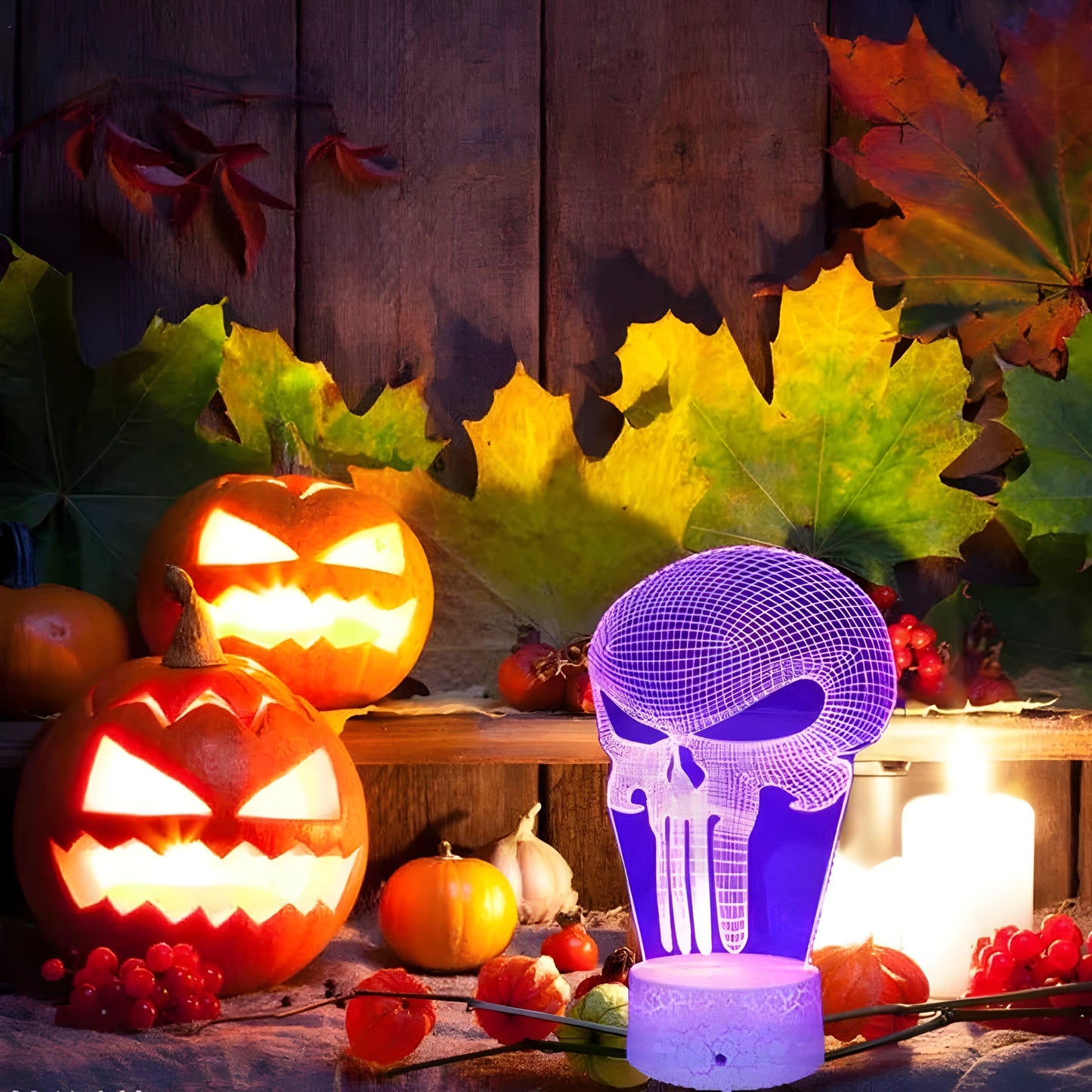 3D Illusion Lampe - PhantomLampe - Punisher Schädel - Perfektes Halloween Geschenk