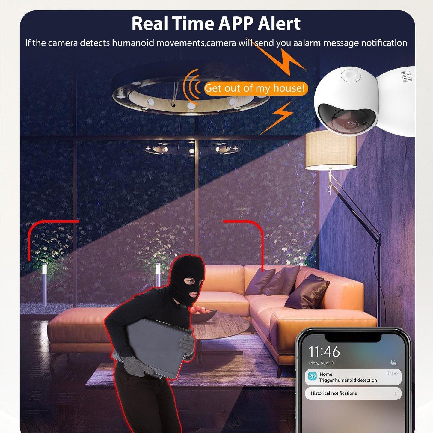 3MP Smart Innen-WiFi-Sicherheitskamera mit Nachtsicht, 2-Wege-Audio, Fernbedienung und Bewegungserkennung für die Überwachung von Zuhause und Haustieren