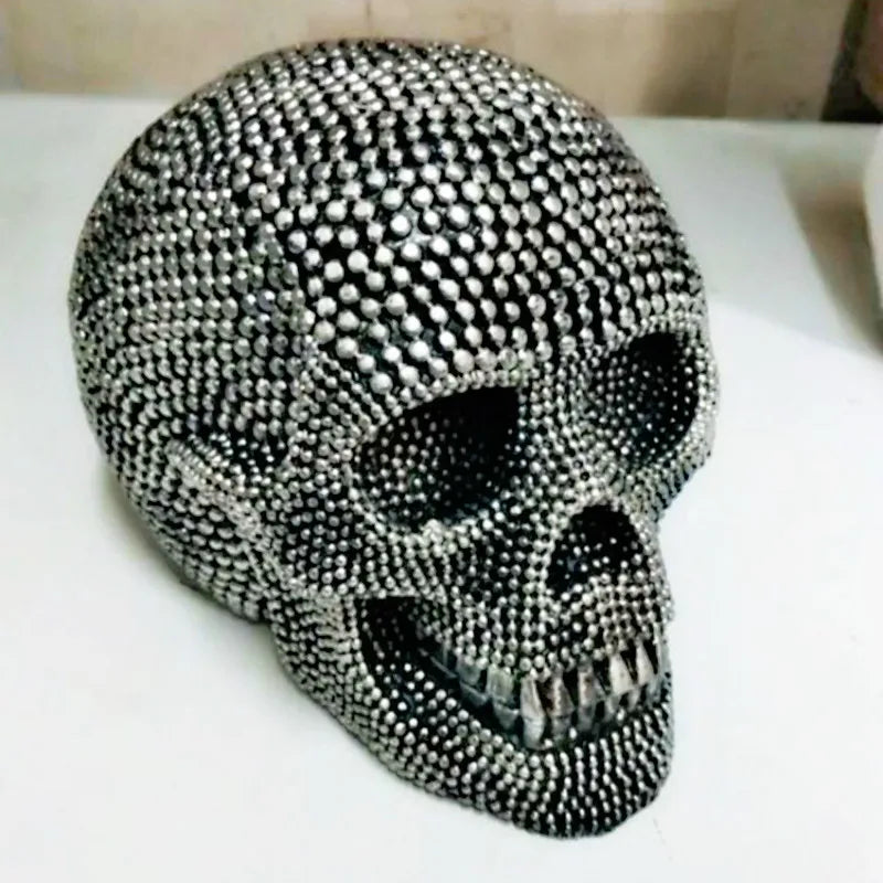 BUF Große Silber/Gold Schädel Statue Harz Handwerk Dekorative Ornamente Halloween Dekoration Skulptur Wohnkultur Figuren
