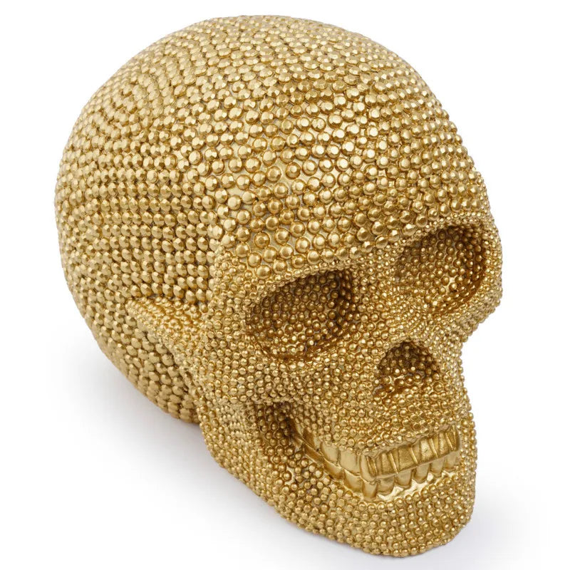BUF Große Silber/Gold Schädel Statue Harz Handwerk Dekorative Ornamente Halloween Dekoration Skulptur Wohnkultur Figuren