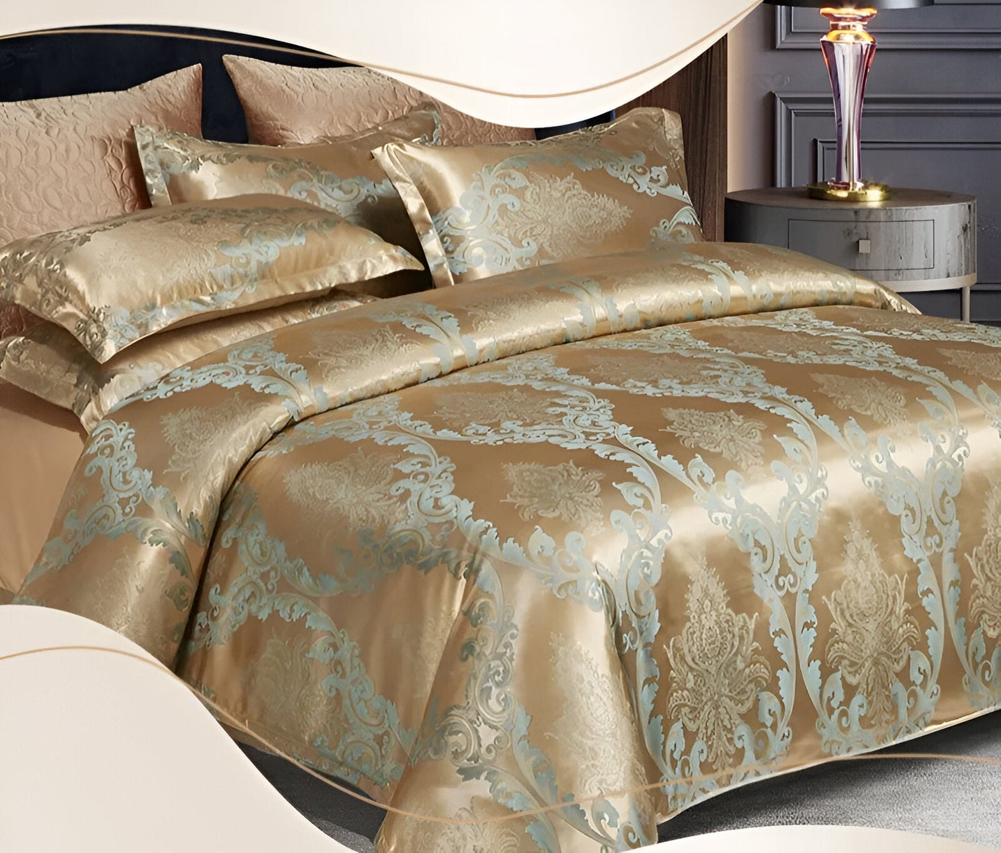 Frendorf | Satin Splendor Bettdecke - Bettbezug Satin - Premium Jacquard Bettwäsche - Europäisches Bettwäscheset