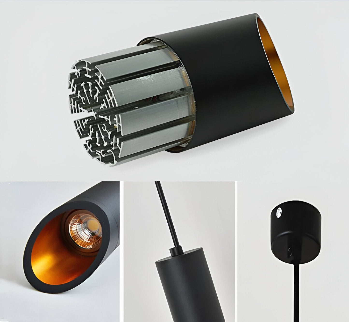 Frendorf | Uniqlux Tube Pendelleuchte - Moderne Schwarz/Weiß Aluminium LED Hängelampe