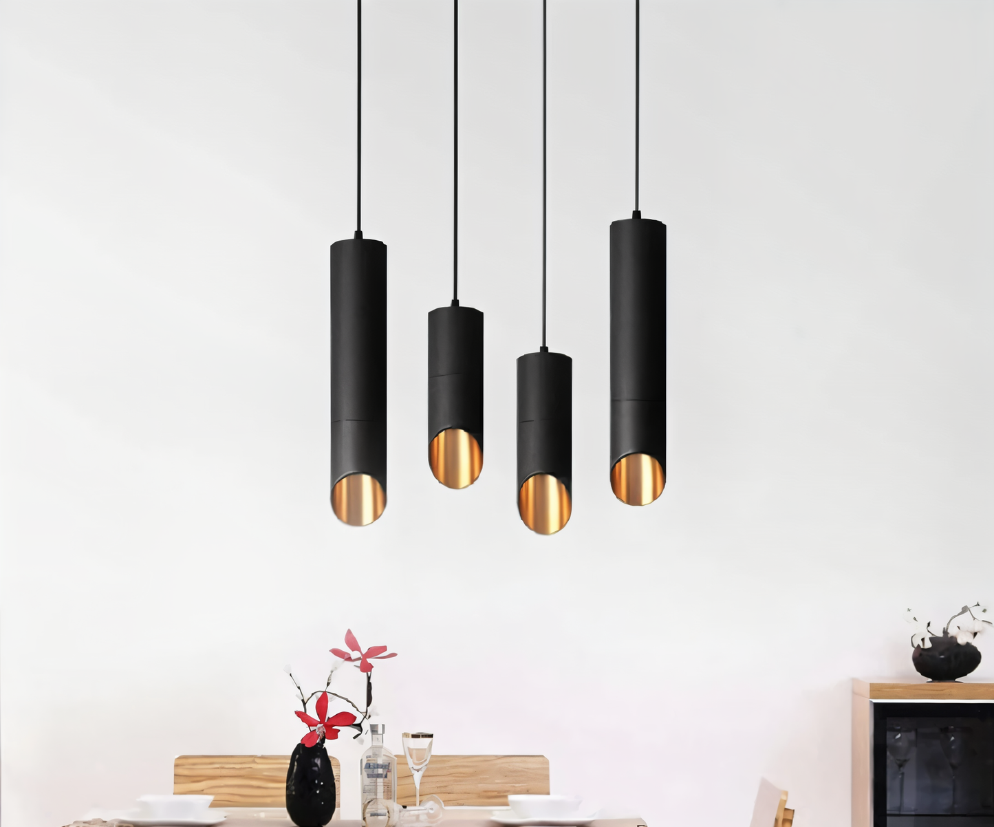 Frendorf | Uniqlux Tube Pendelleuchte - Moderne Schwarz/Weiß Aluminium LED Hängelampe