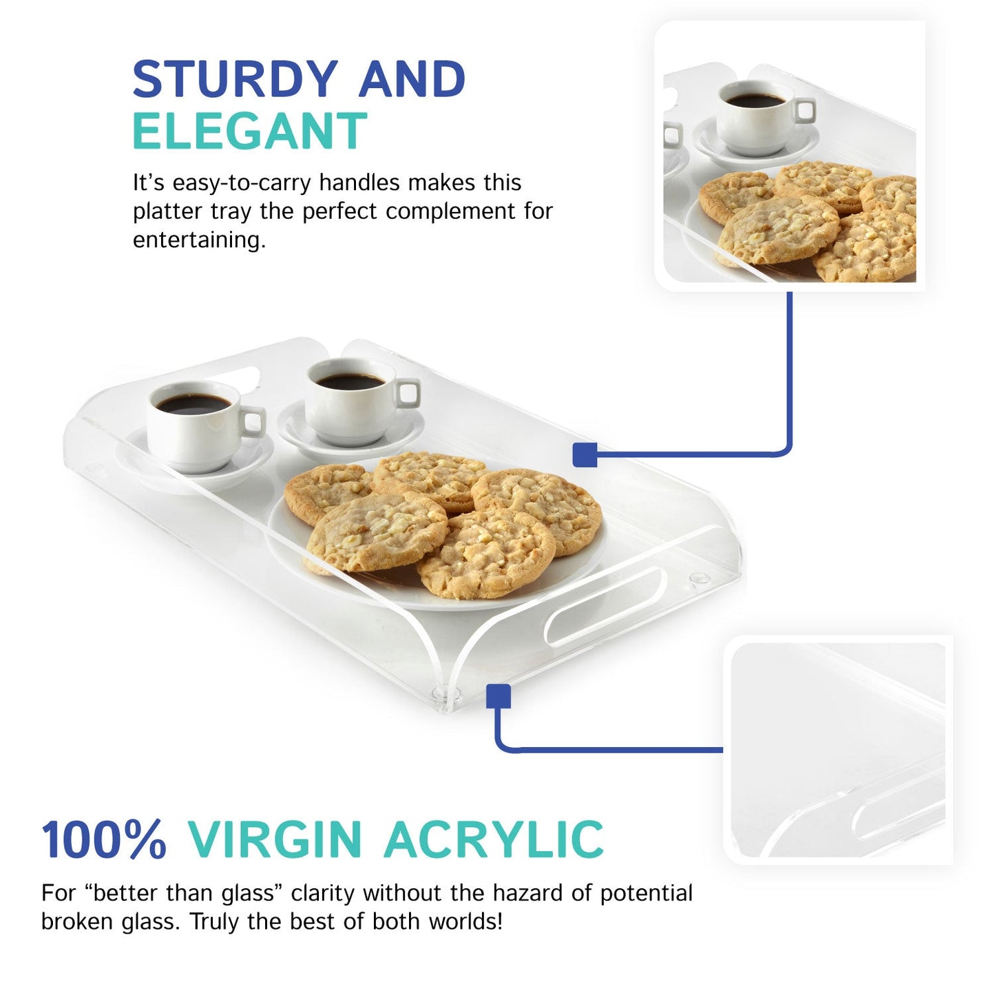 Frendorf | 10x16” Rechteckige Servierplatte mit Griffen