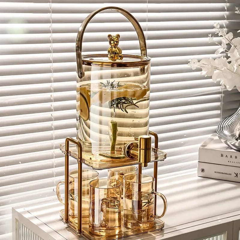 Glas Saftspender mit 4 Bechern