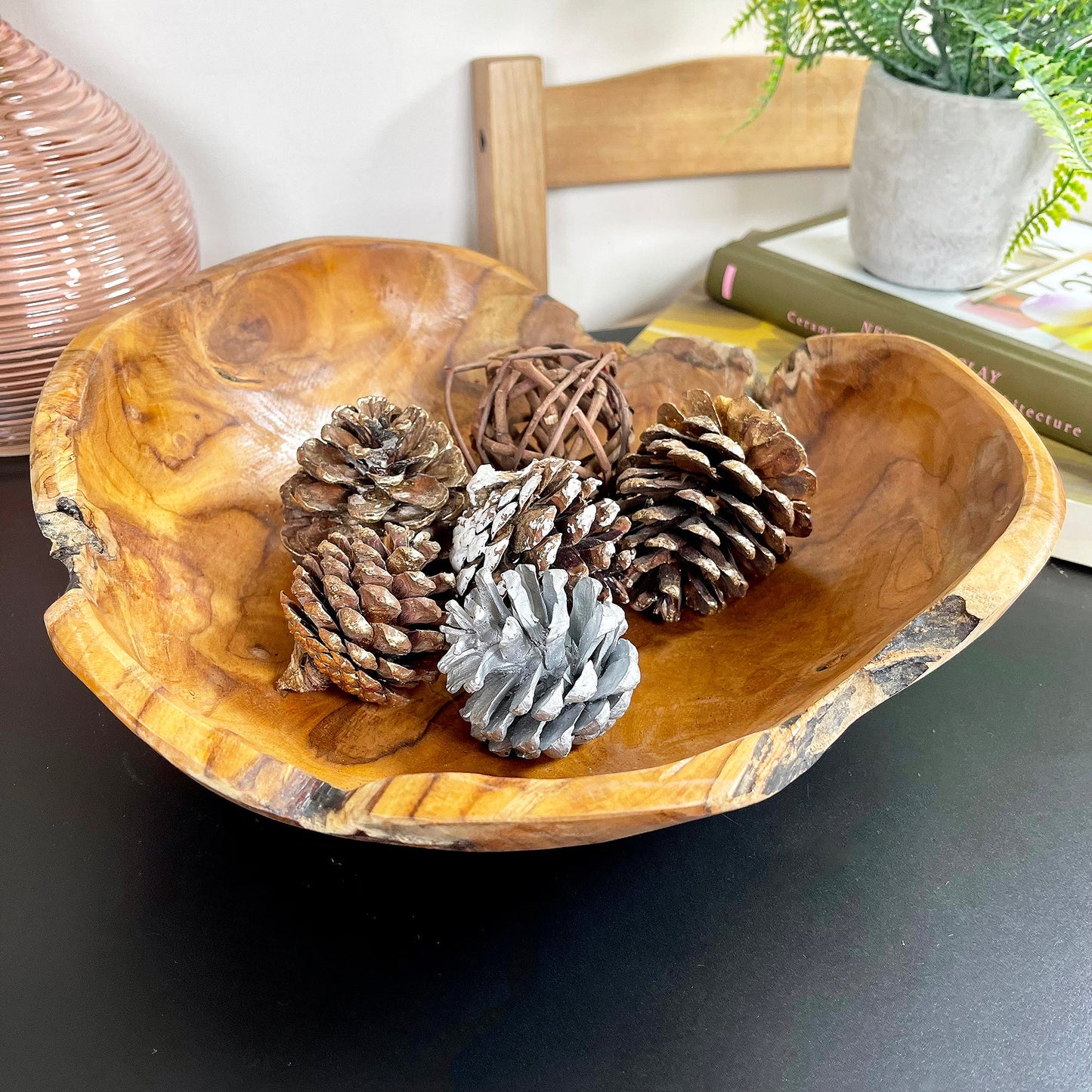 Teak Root Wood Decorative Bowl 30cm