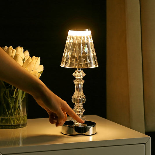 12,75" Bohemian Classic Acryl wiederaufladbare integrierte LED-Tischlampe