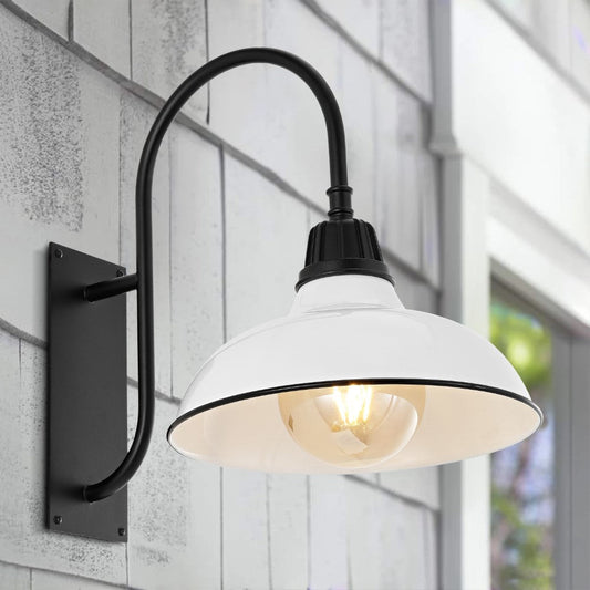 12,25" Farmhouse Industrie-LED-Wandleuchte für den Innen- und Außenbereich aus Eisen mit Schwanenhals