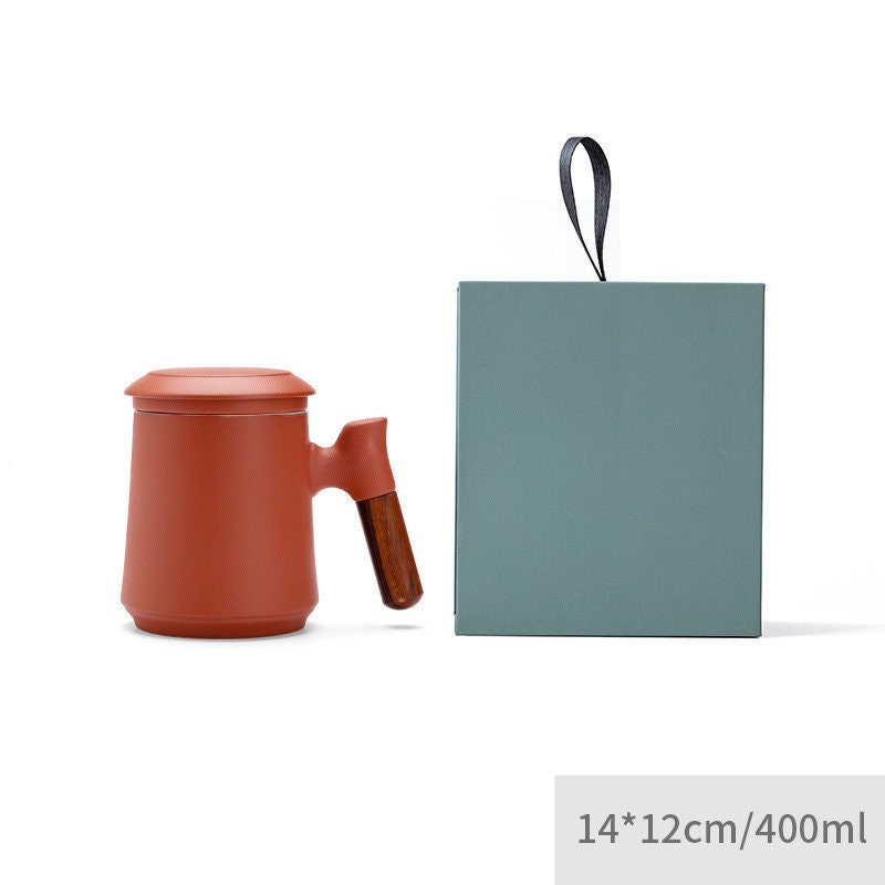 Japanische handgefertigte Keramik-Teetasse-Set mit Sieb und Deckel