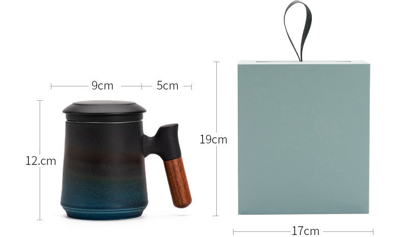 Japanische handgefertigte Keramik-Teetasse-Set mit Sieb und Deckel