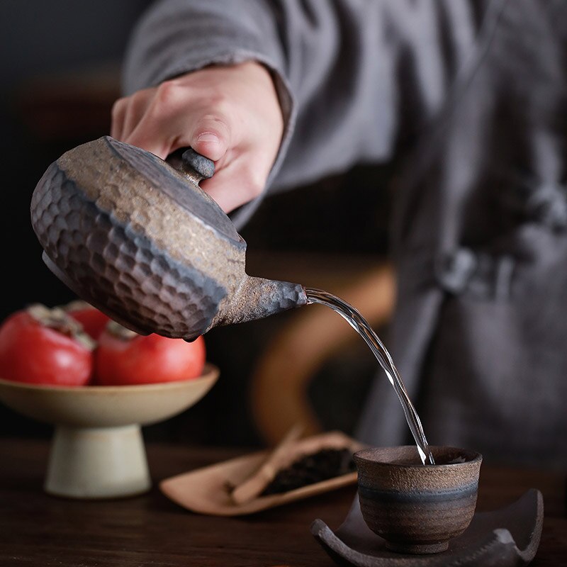Japanische Keramik Kyusu Teekanne chinesische Kung Fu Teekanne Trinkgeschirr 200ml