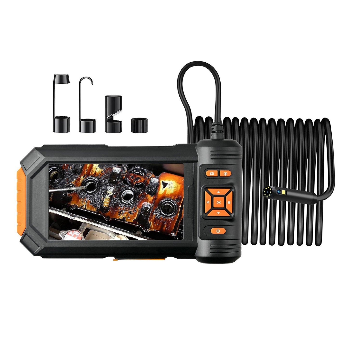 5-Zoll LCD-Boreskop, 1080P, 8 LED, 16,4 Fuß steifes Kabel, Einzelobjektiv