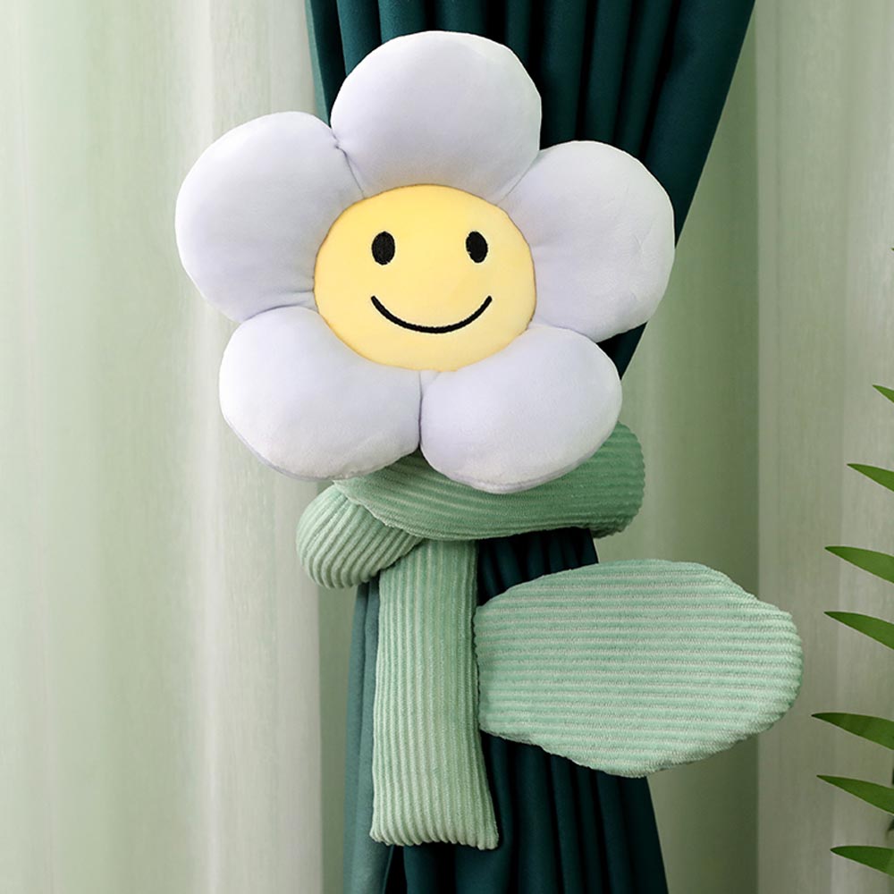 Frendorf | BlossomSmiles - Plüsch-blütenförmiger Smiley-Vorhangbinder