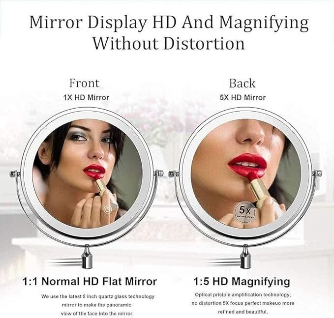 Frendorf | LED-Vergrößerungsspiegel mit einstellbarer Beleuchtung und wiederaufladbarem Akku