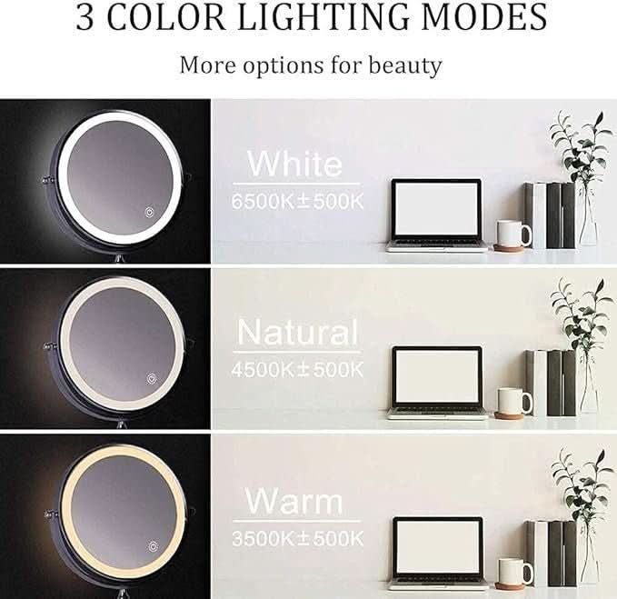 Frendorf | LED-Vergrößerungsspiegel mit einstellbarer Beleuchtung und wiederaufladbarem Akku