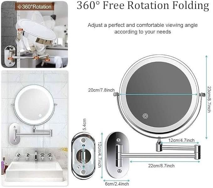 Frendorf | LED-Vergrößerungsspiegel mit einstellbarer Beleuchtung und wiederaufladbarem Akku