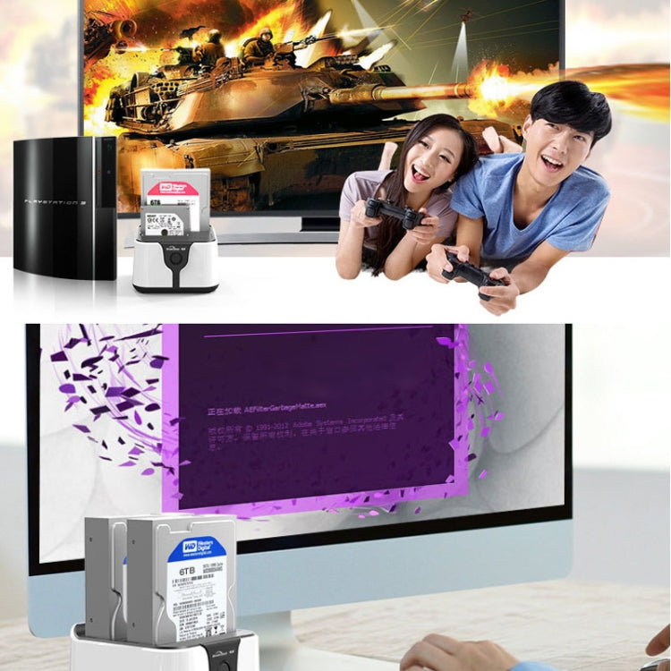 Frendorf | Blueendless 2,5 / 3,5 Zoll SATA USB 3.0 2-Bay Festplatten-Dock (EU-Stecker)