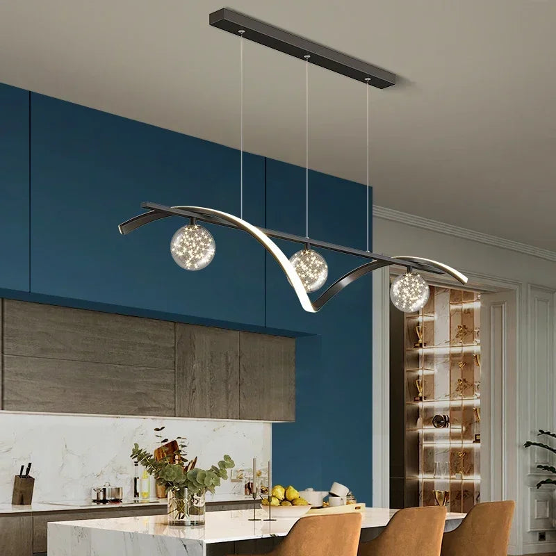 Moderne Schwarz Gold Glas Ball Led Beleuchtung Anhänger Kronleuchter Dekoration für Innen
