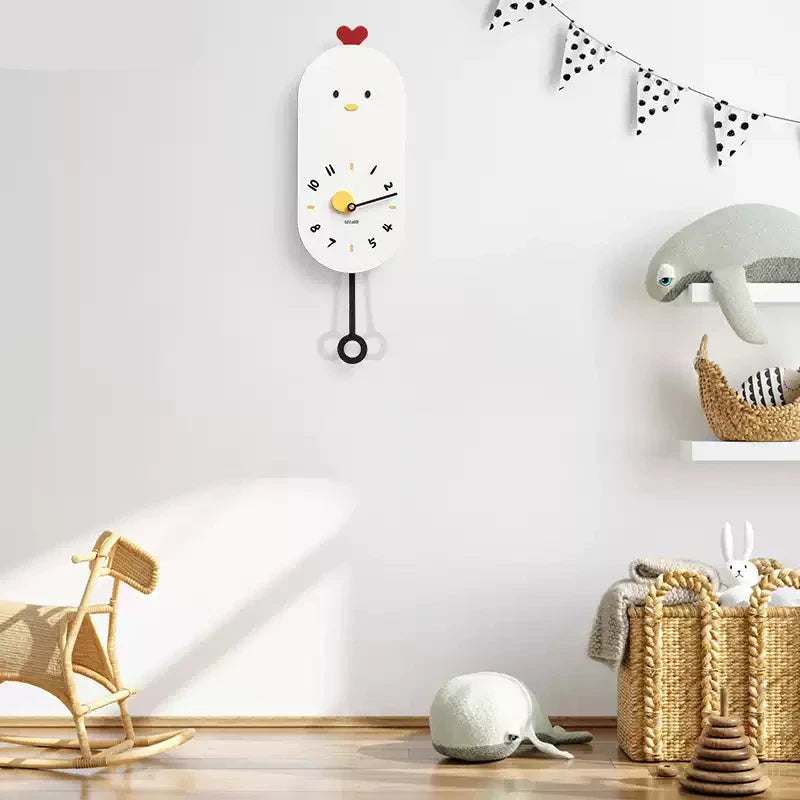Niedliche Huhn Kinderzimmer stille Wanduhr