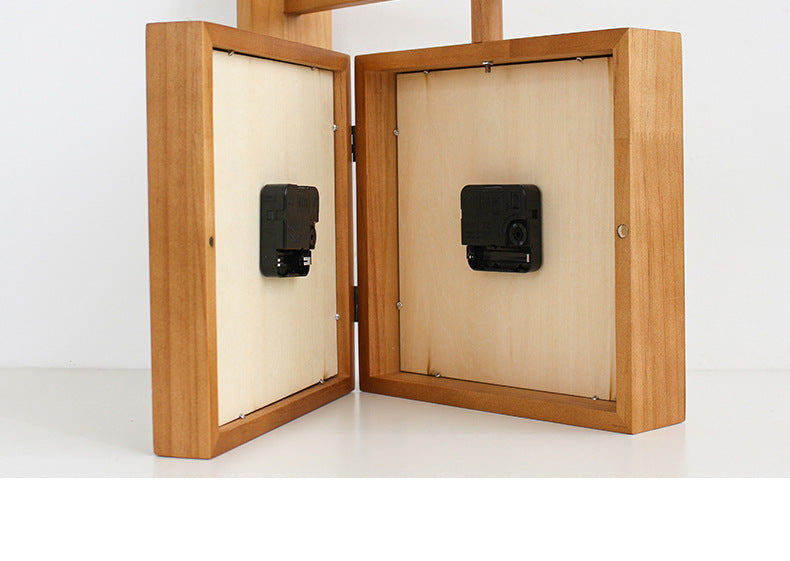 Wand-Eck-Zweiseitige Holz-Analoguhr
