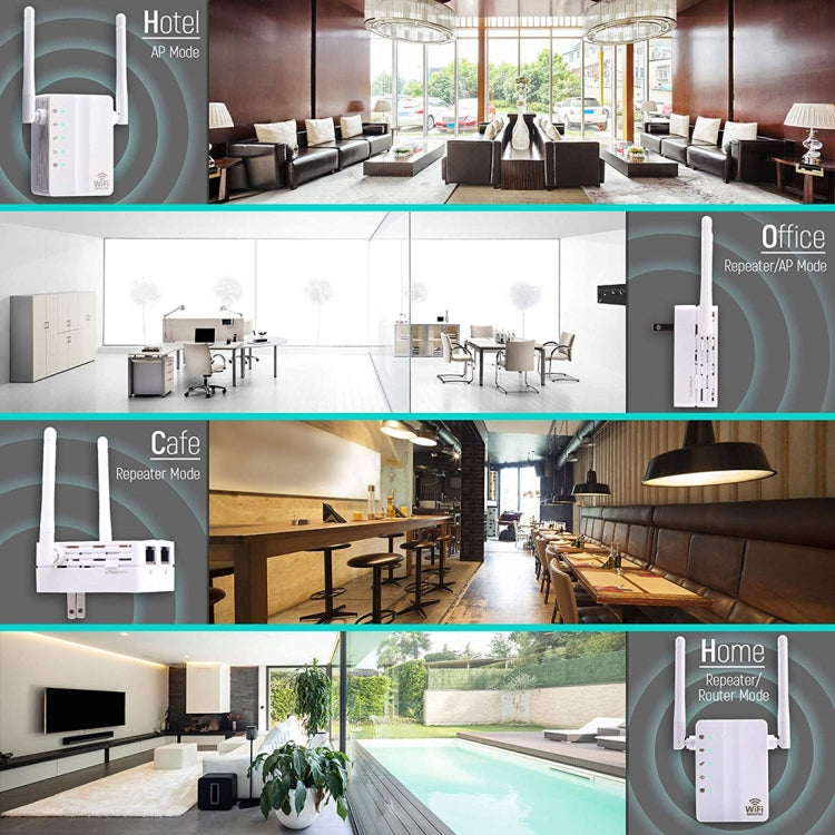 Frendorf | 300Mbps Wireless-N Reichweitenverlängerer WiFi Repeater Signalverstärker Netzwerkrouter mit 2 externen Antennen, EU-Stecker (Weiß)