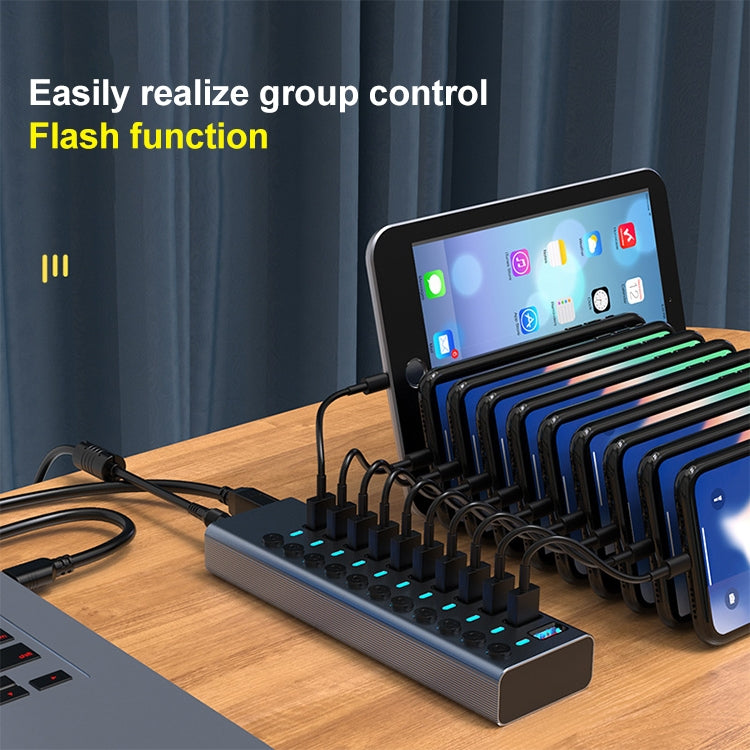 Frendorf | 11 in 1 USB 3.0 HUB Splitter mit unabhängigem Schalter & 12V 4A Netzteil