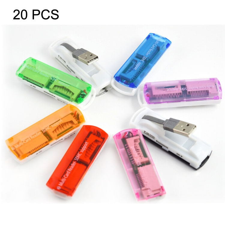Frendorf | 20 PCS USB 2.0 Multi-Kartenleser, Unterstützung für SD / MMC, MS, TF, M2 Karte, Zufällige Farbzusammenstellung