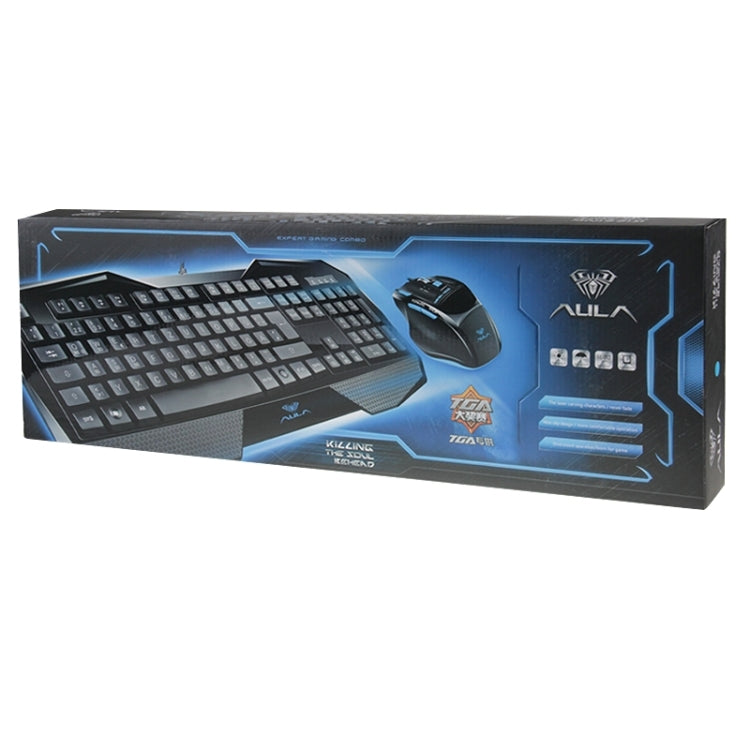 Frendorf | Aula Killing Soul Behead Series Verdrahtete USB Stille / Rutschfeste QWERTZ-Tastatur mit Blu-ray-Hintergrundbeleuchtung + 500-1000Hz Rückgabefrequenz 7D Gaming Maus Combo-Kit, Deutsche Sprache Tasten