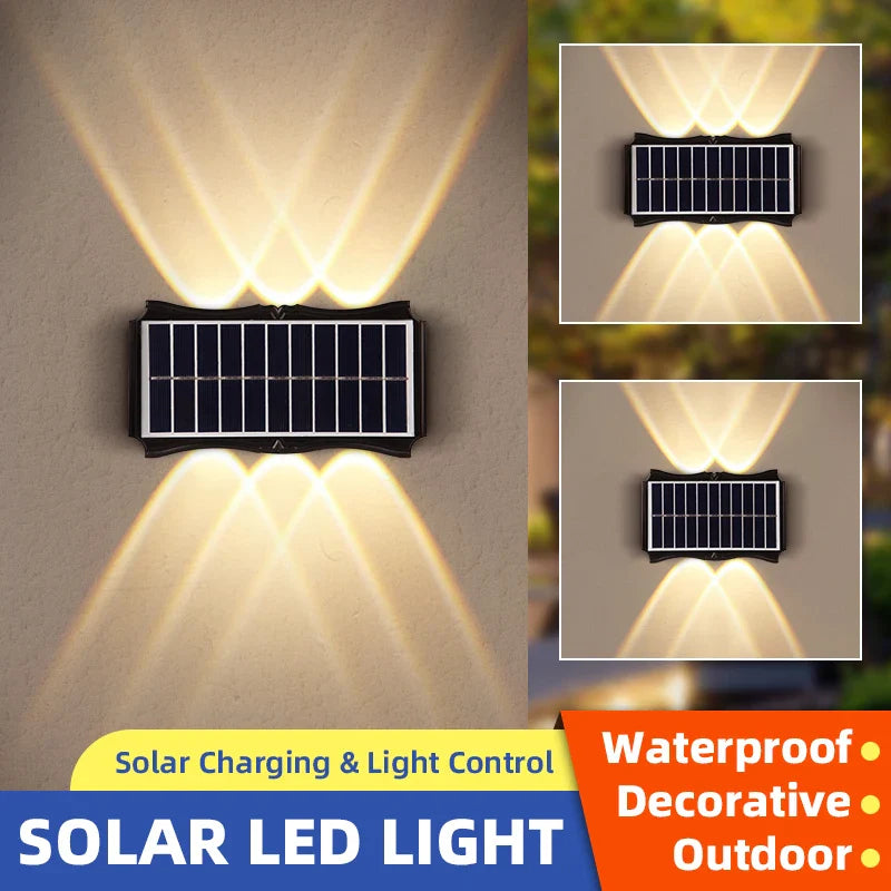 Frendorf | Solar LED Wandleuchte – Wasserdichte Außenlampe für Garten-, Balkon- & Hofdekoration