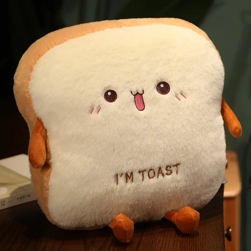 Neue 1pc 35cm Plüsch Brot Kissen Süßsimulation Lebensmittel Toast Weiche Puppe Warme Handkissen Heimdekoration Kinder Spielzeug Geburtstagsgeschenk