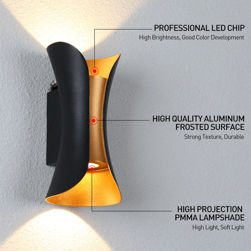 Frendorf | Moderne LED Wandleuchte – 6W/10W wasserdichte Außen- und Innenwandleuchte für Garten, Veranda, Badezimmer und Flur (IP65, Warm-/Neutral-/Kühlweiß, nordisches Design)