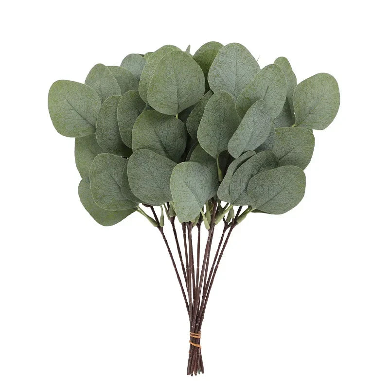Frendorf | 20PCS Künstliche Eucalyptusblätter Stiele – Silberdoller-Blatt-Picks für Hochzeitssträuße, Floraldekoration und Wohnkultur
