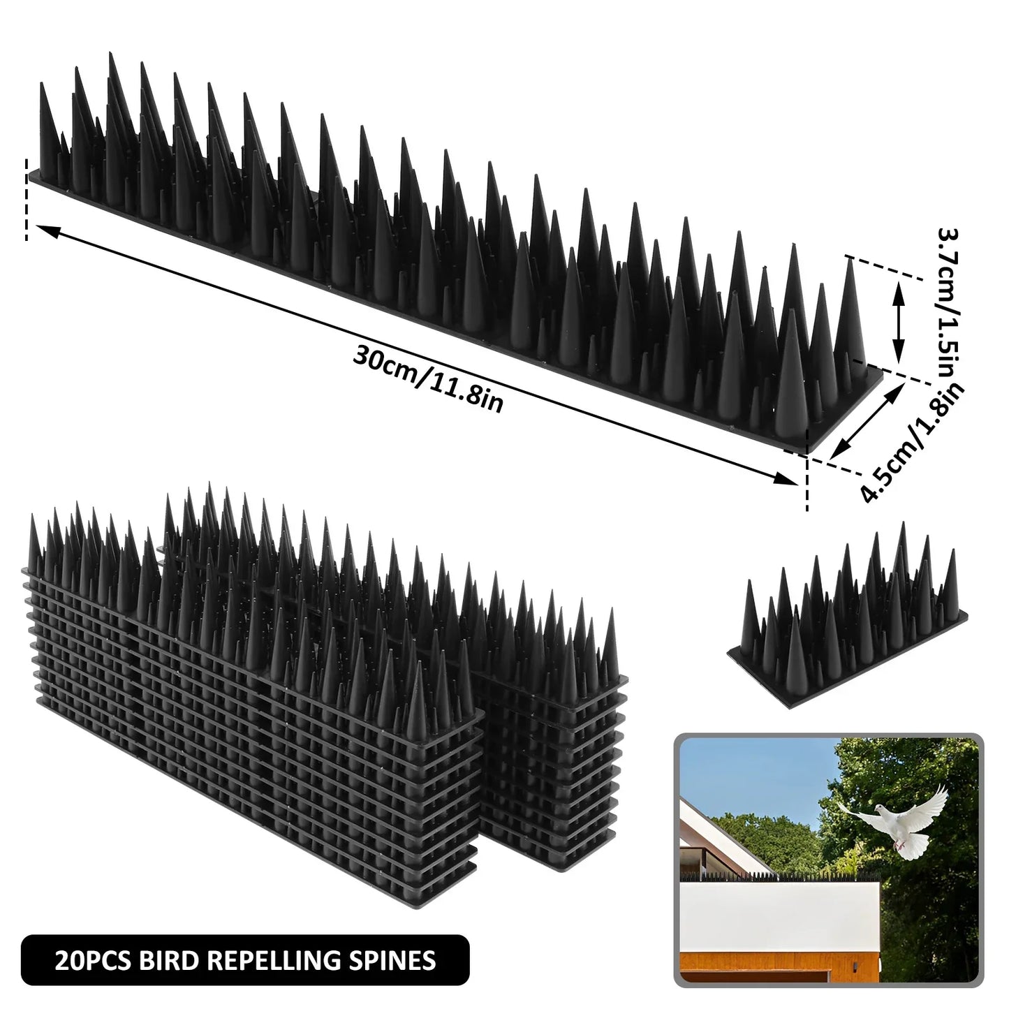 Frendorf | BirdGuard Spikes | Humane Bird Repellent | Flexible and Adjustable | Safe for All Birds
