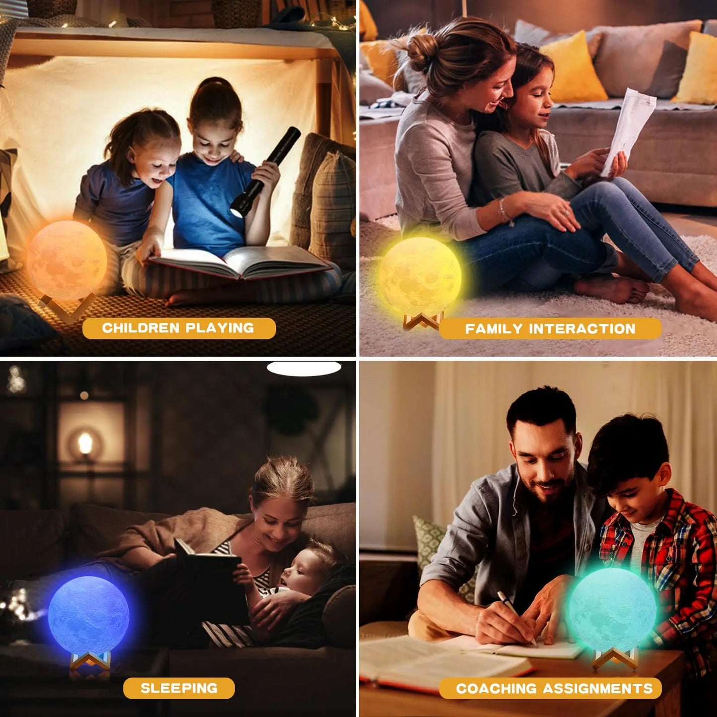 Frendorf | 15CM LED Mondlampe – 3D wiederaufladbare Touch-Steuerung Nachtlicht mit 16 Farboptionen, Fernbedienung und Holzsockel – Perfekt für Schlafzimmerdekoration und Kinder Geschenk