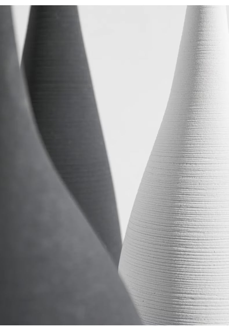 Keramische Vase Weiß/Schwarz Minimalistischer Stil Tischvase